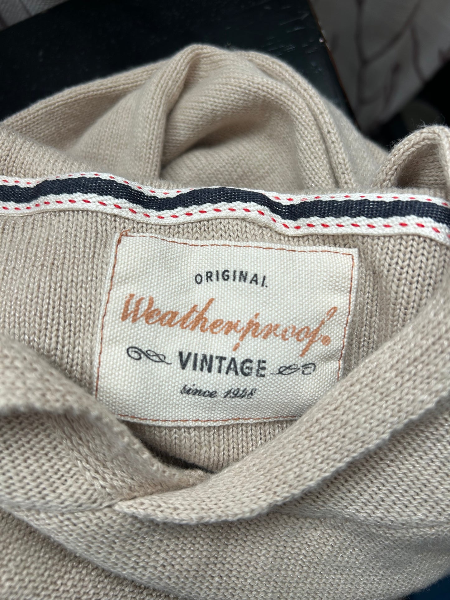 Original Weatherproof Vintage Knit Tan Sweatshirt L
