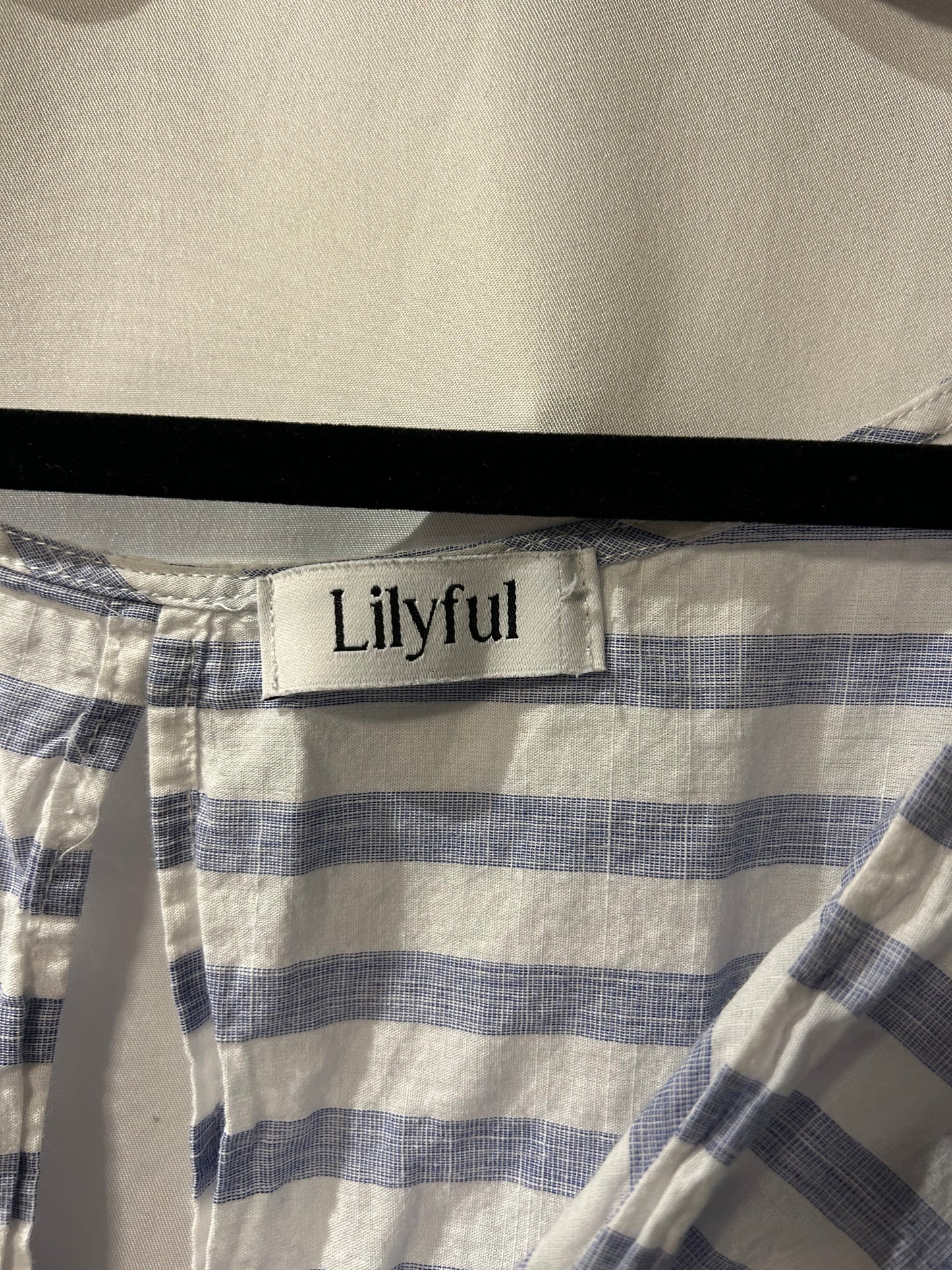 Lilyful Blue & White Striped Romper M