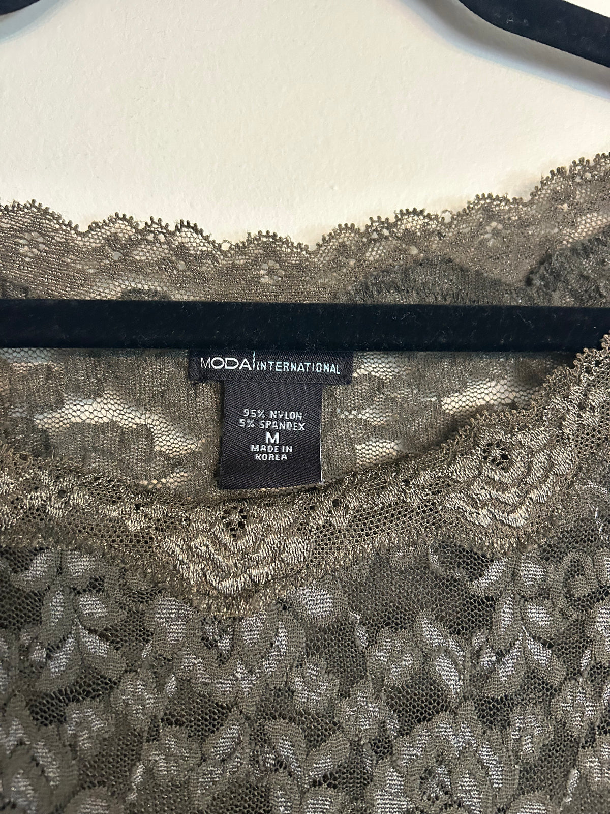 Moda International Green Lace Layering Shirt M
