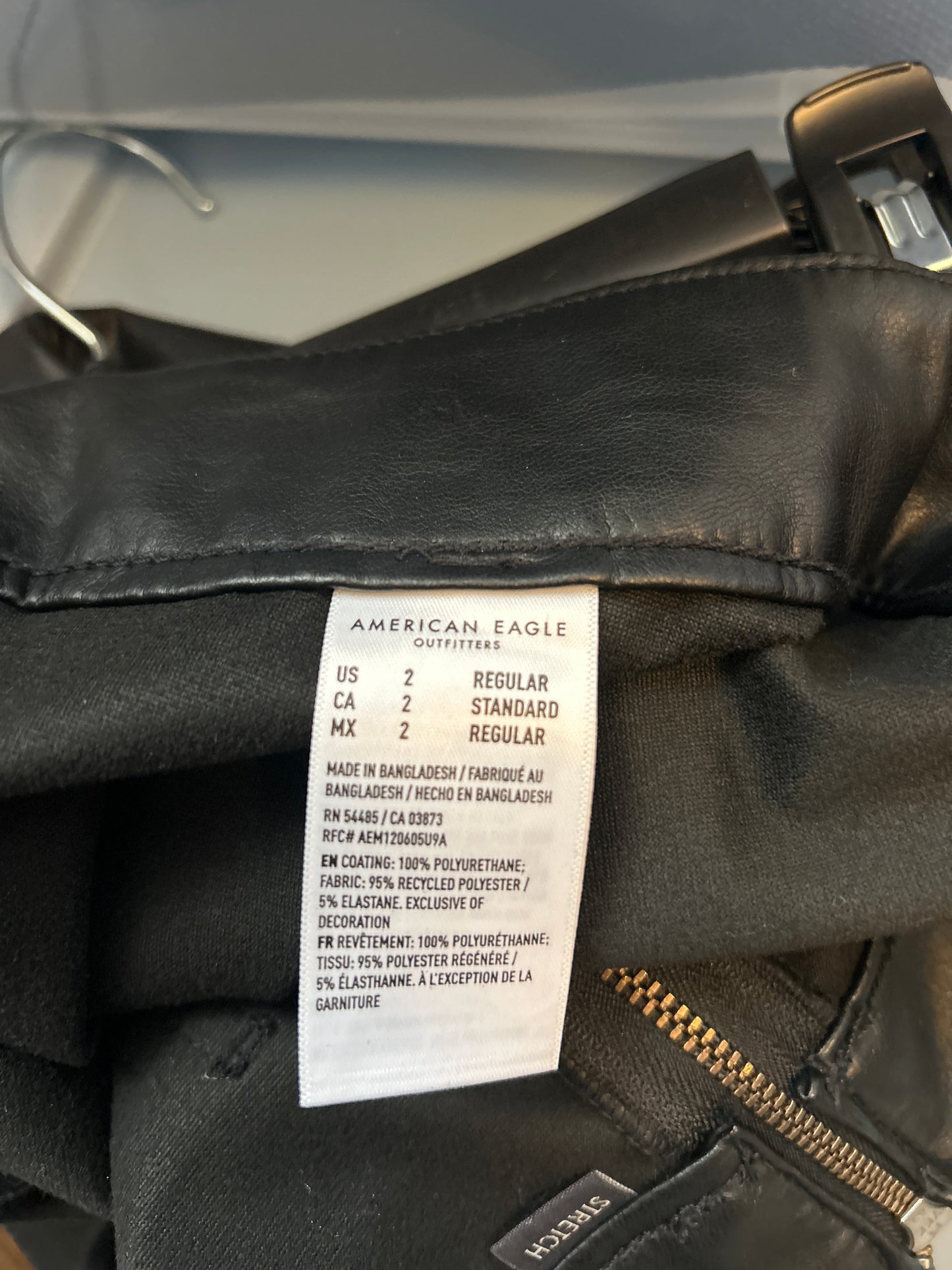 American Eagle High Rise Mini Leather Black Skirt 2