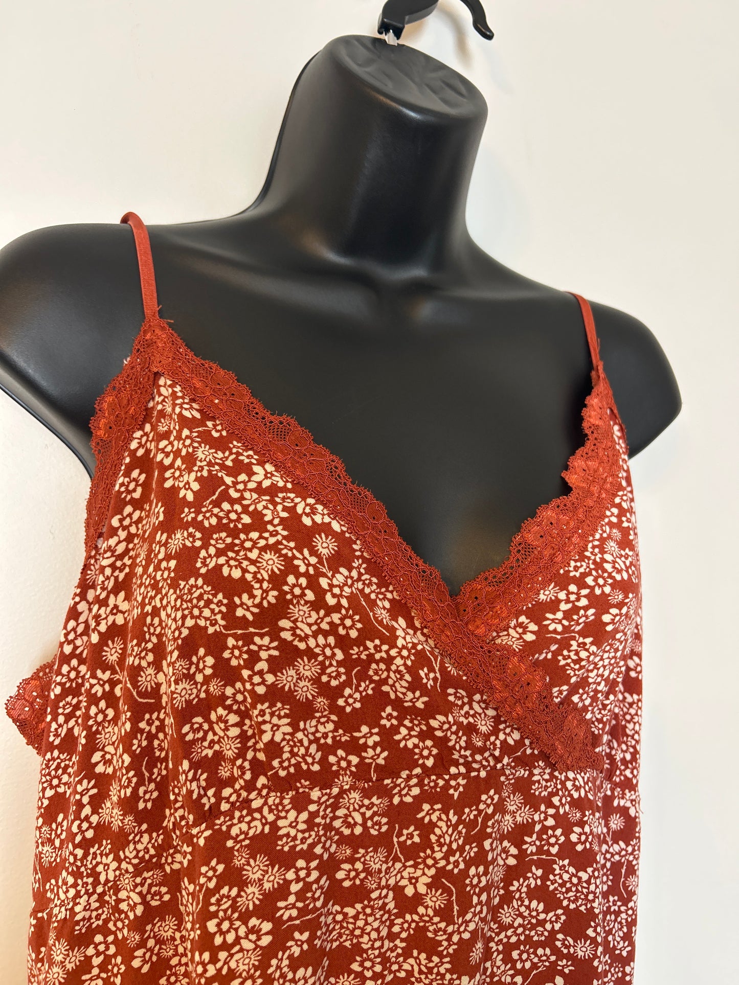Orange Floral Maxi Dress with Slit XL