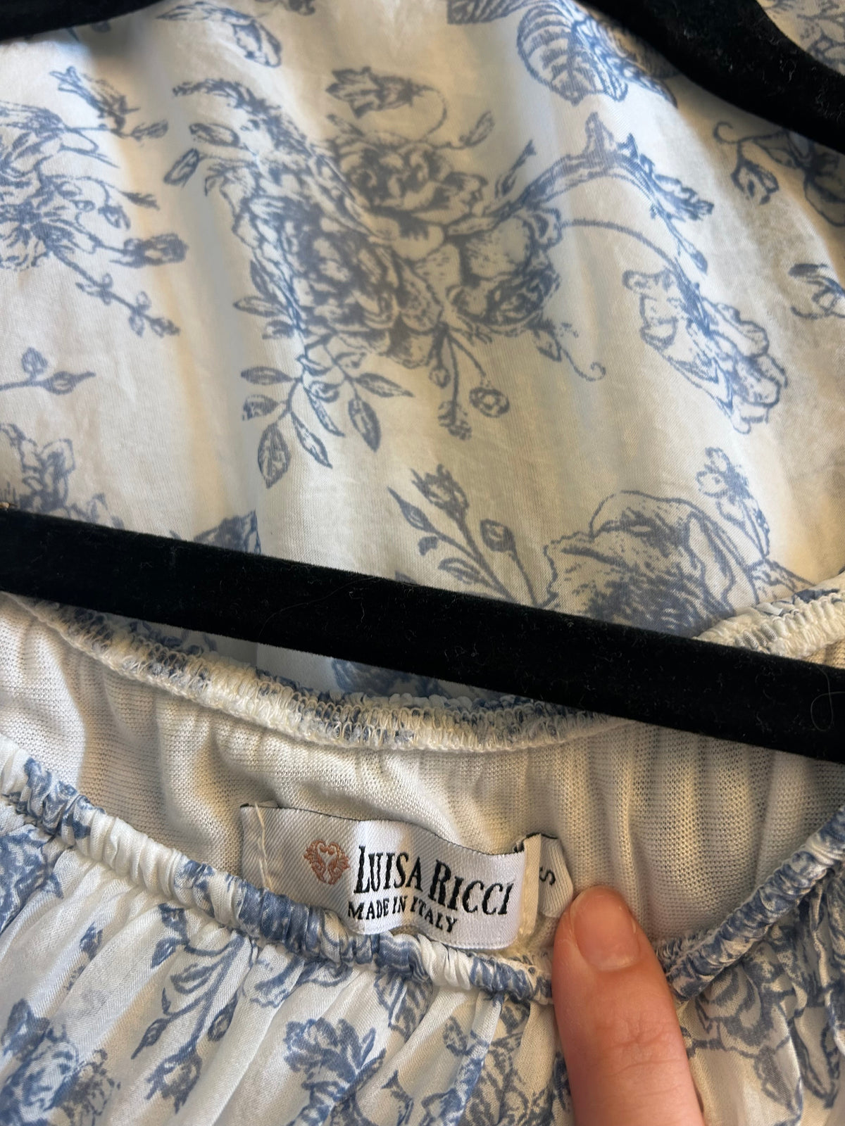 Luisa Ricci Light Blue and White Floral Flowy Top S