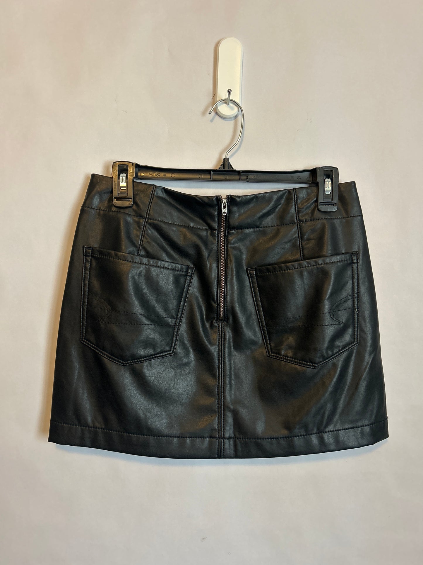 American Eagle High Rise Mini Leather Black Skirt 2