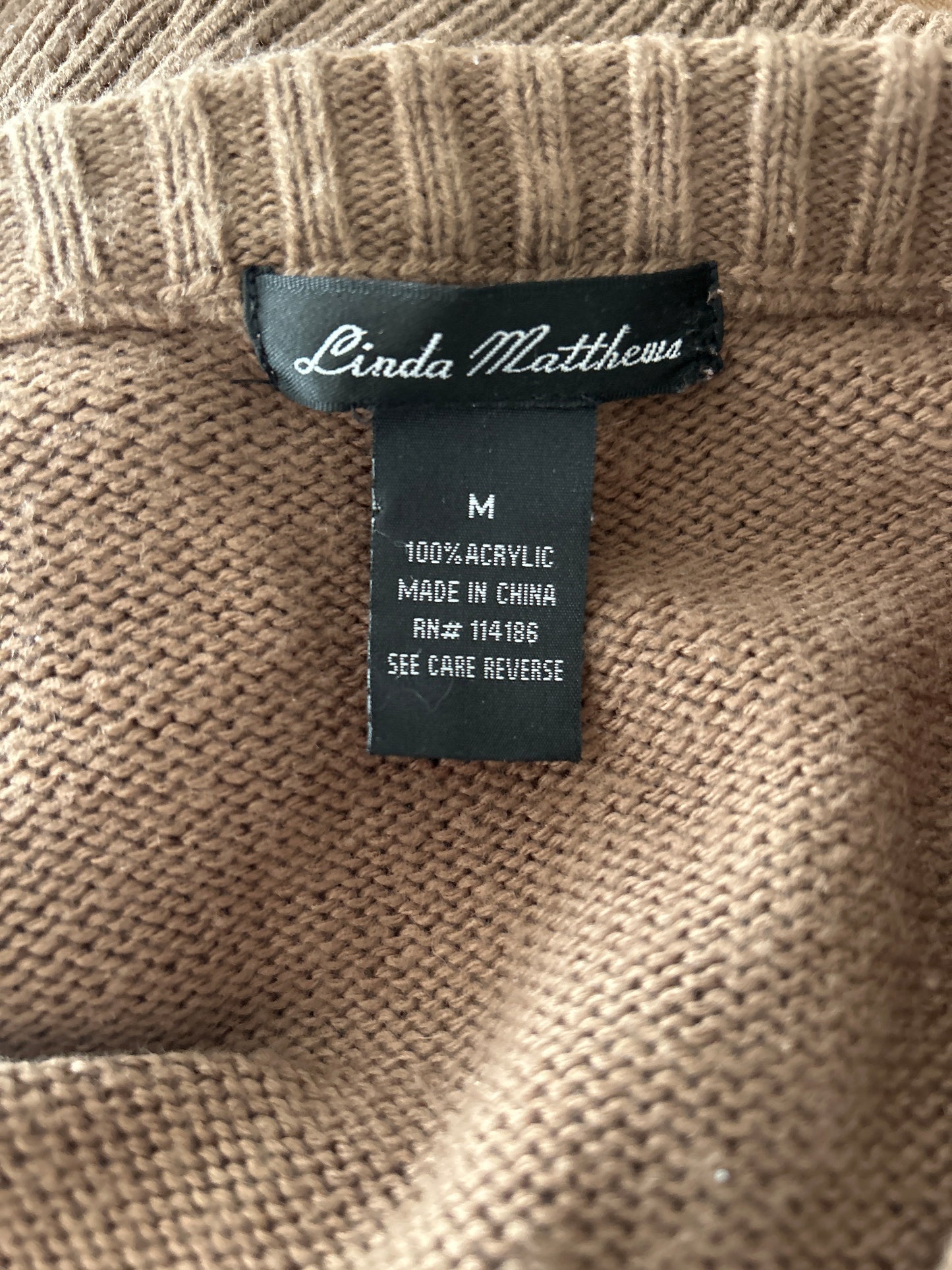 Linda Matthews Brown Sweater M