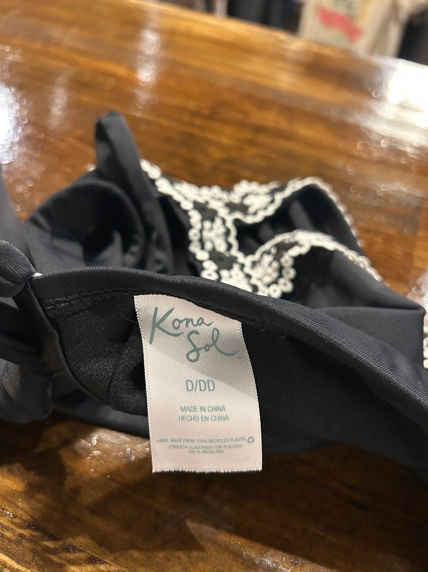 Kona Sol Black Crochet Bikini Top D/DD