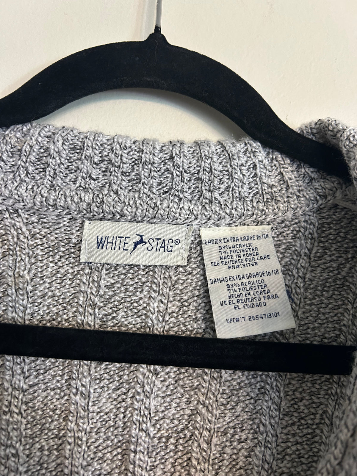 White Stag Grey Zip Up Sweater XL