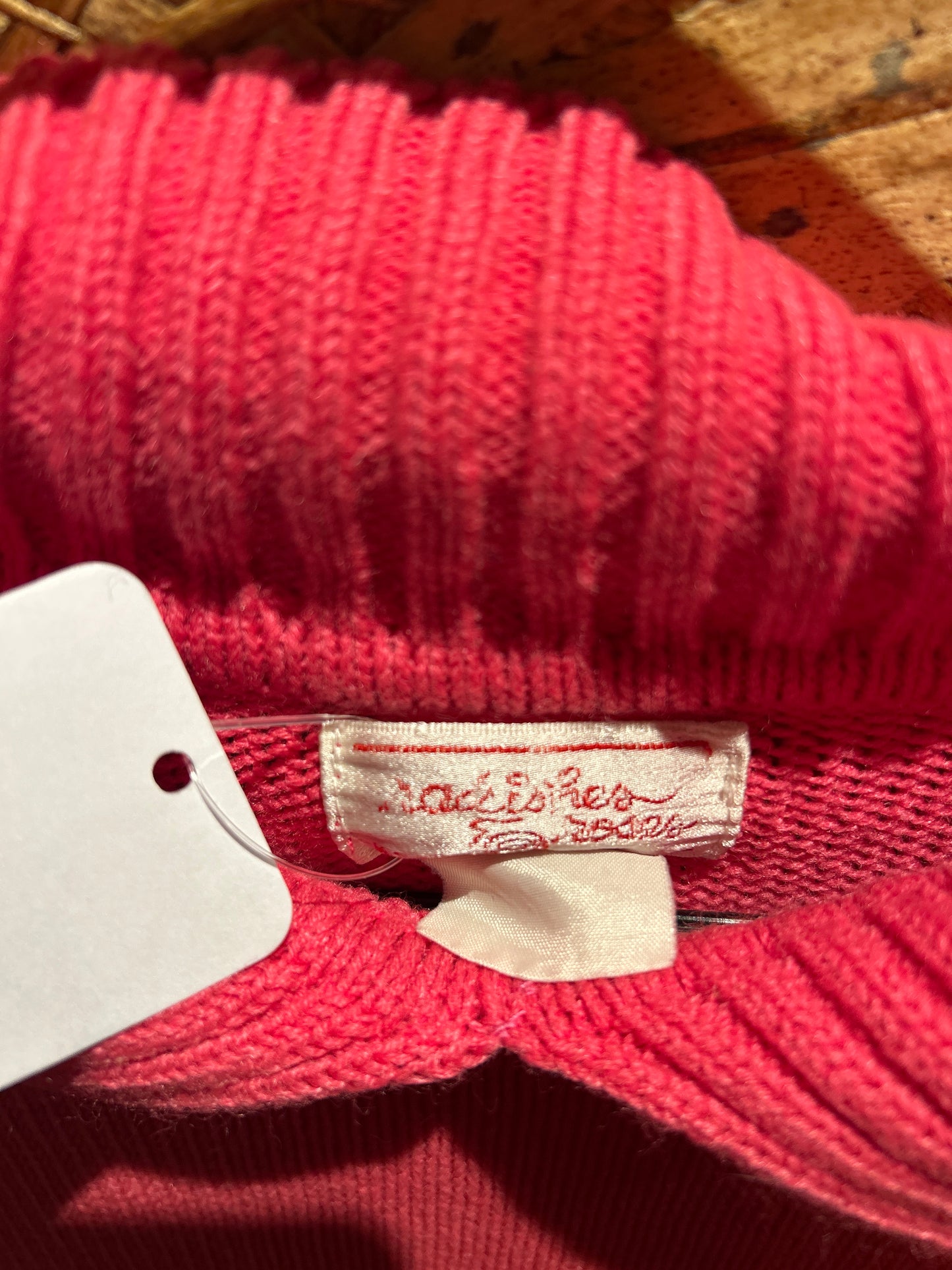 Vintage Pink Lapel Collar Sweater Shirt XL