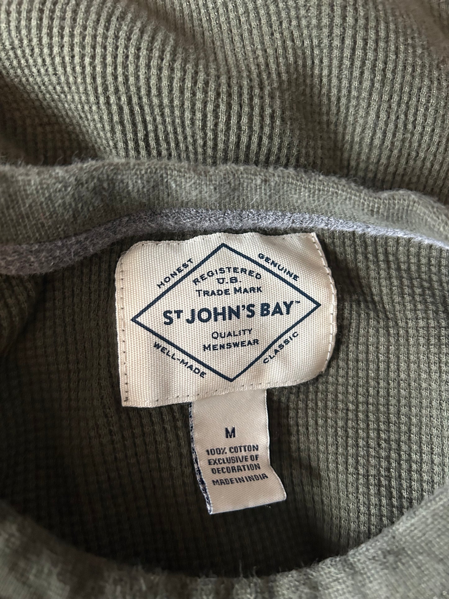 St. John’s Bay Army Green Waffle Long Sleeve M