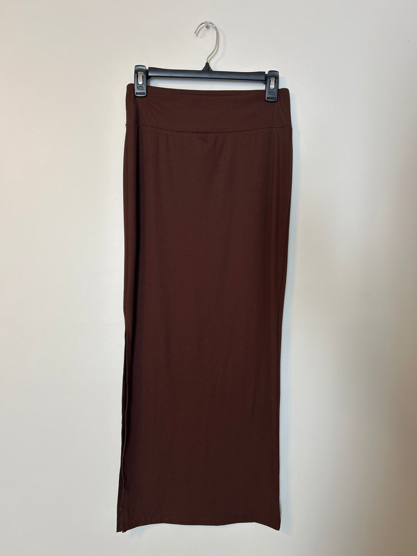 Brown Ribbed Maxi Skirt S