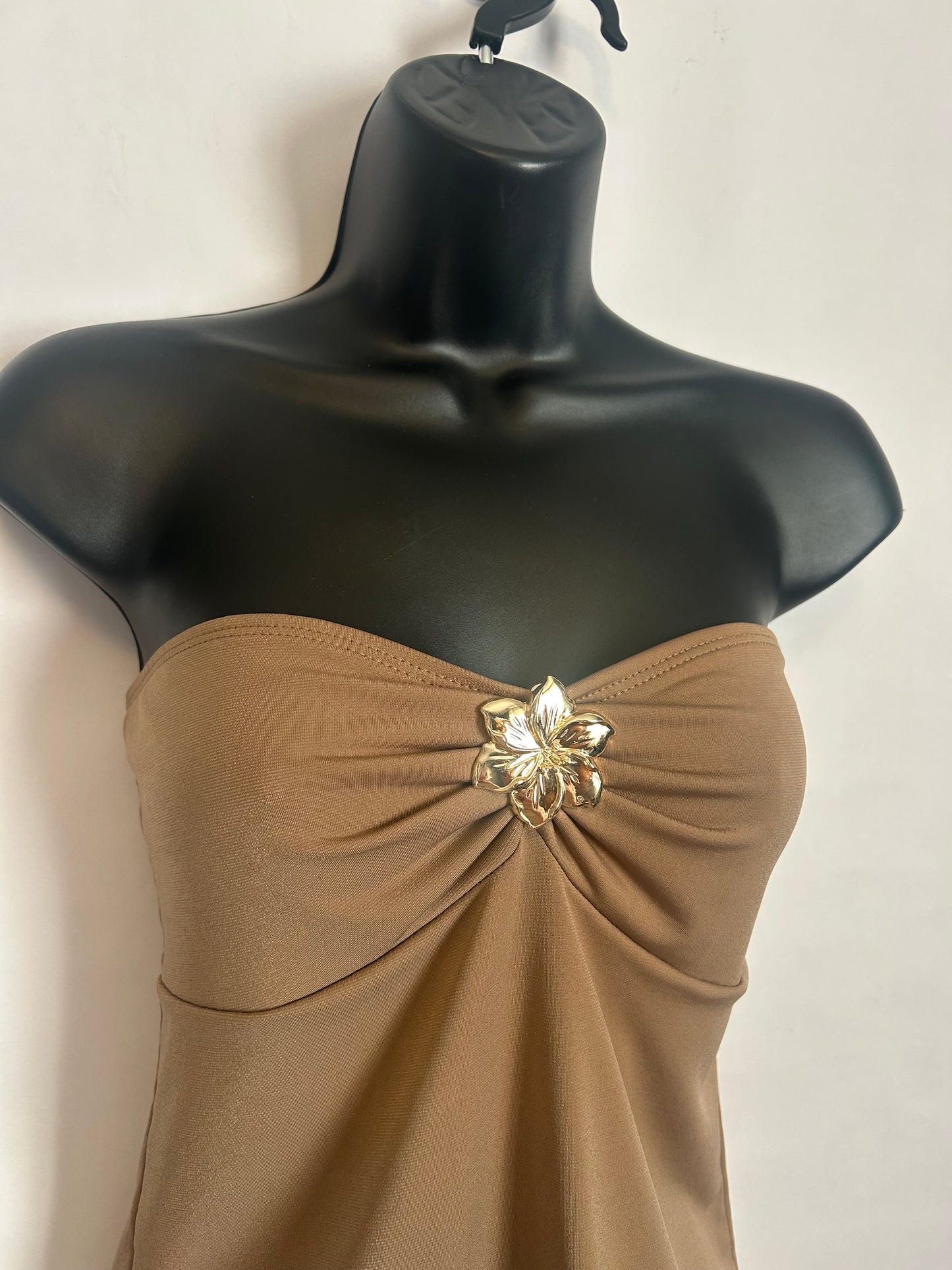JustPolly Brown Strapless Top L