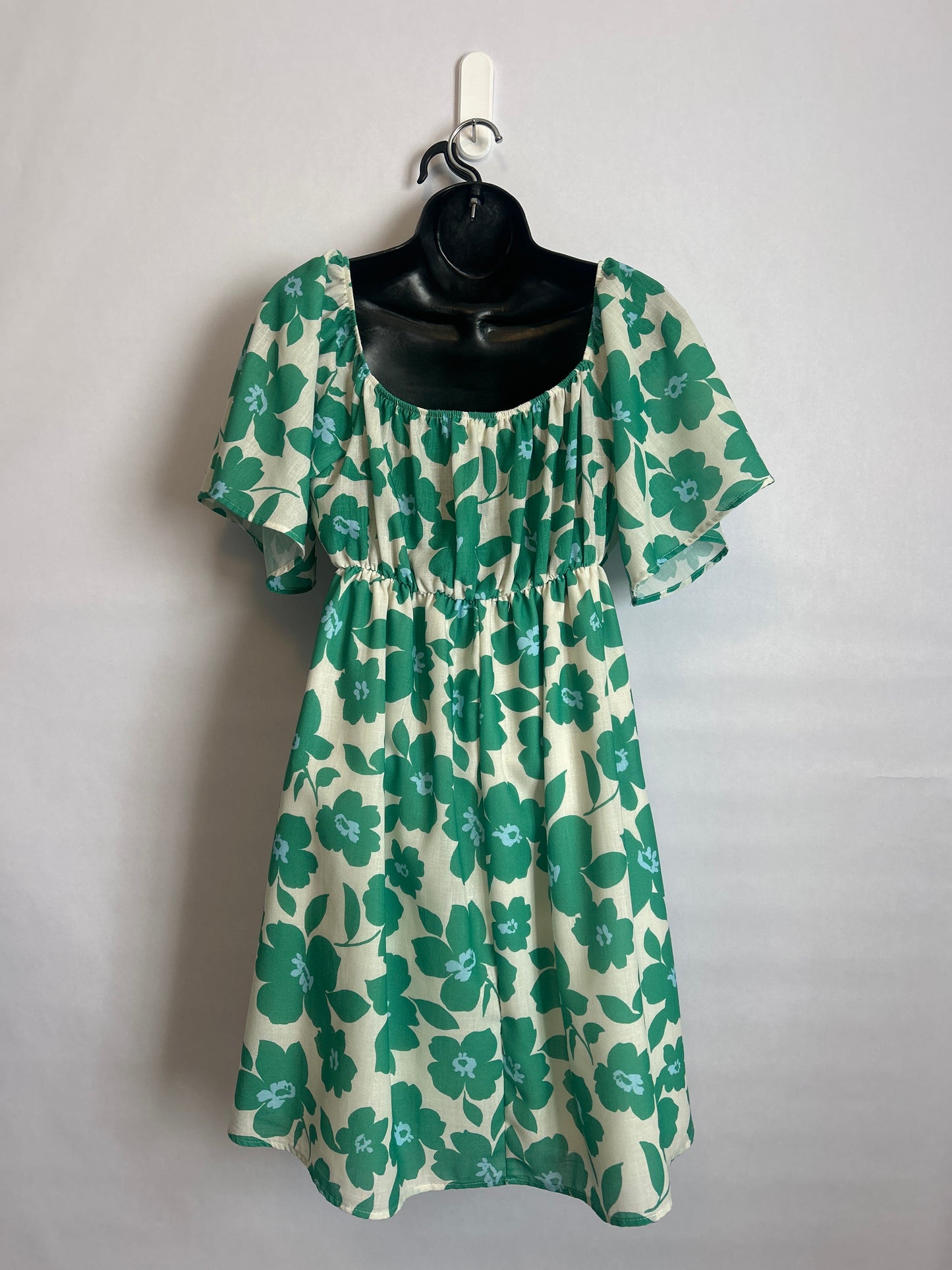 Peach Love Green Floral Dress S