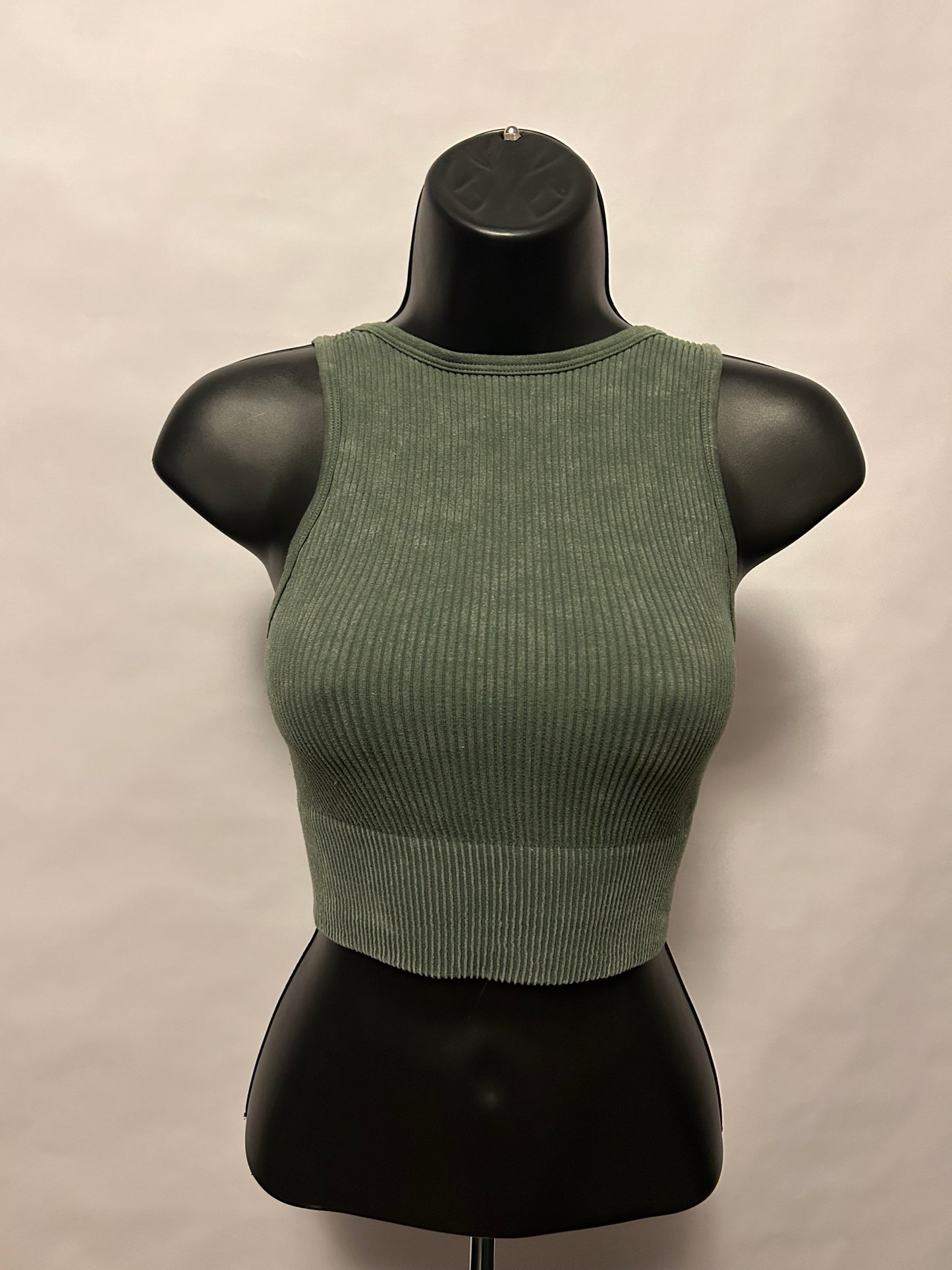 Dynamic Green Ribbed Crop Tank 1 SZ (XS-S)