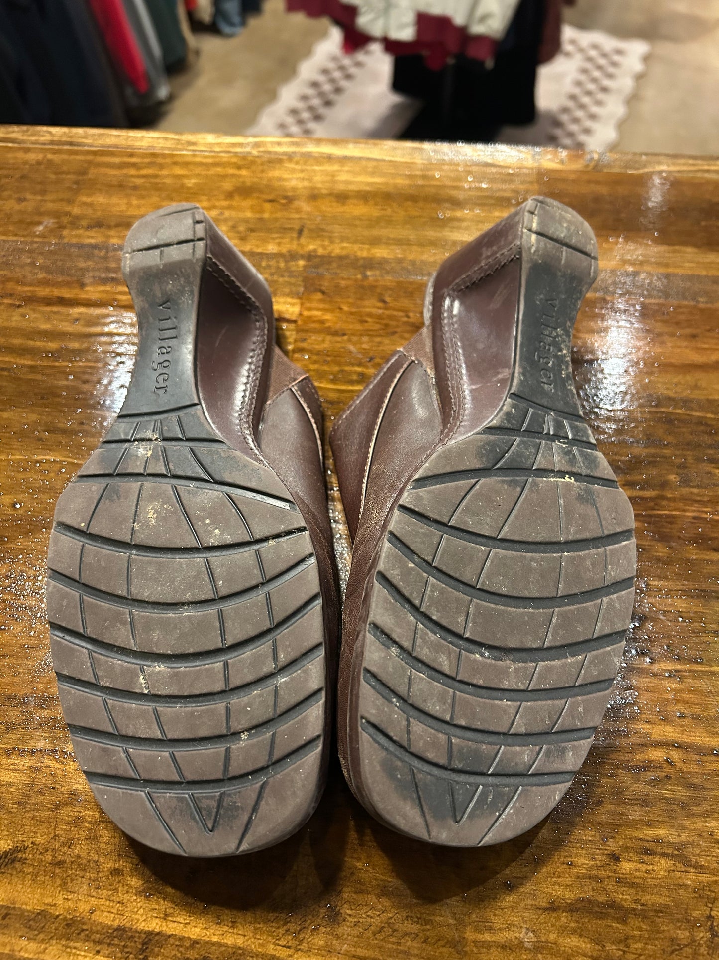 Vintage Villager Brown Leather Clogs 6