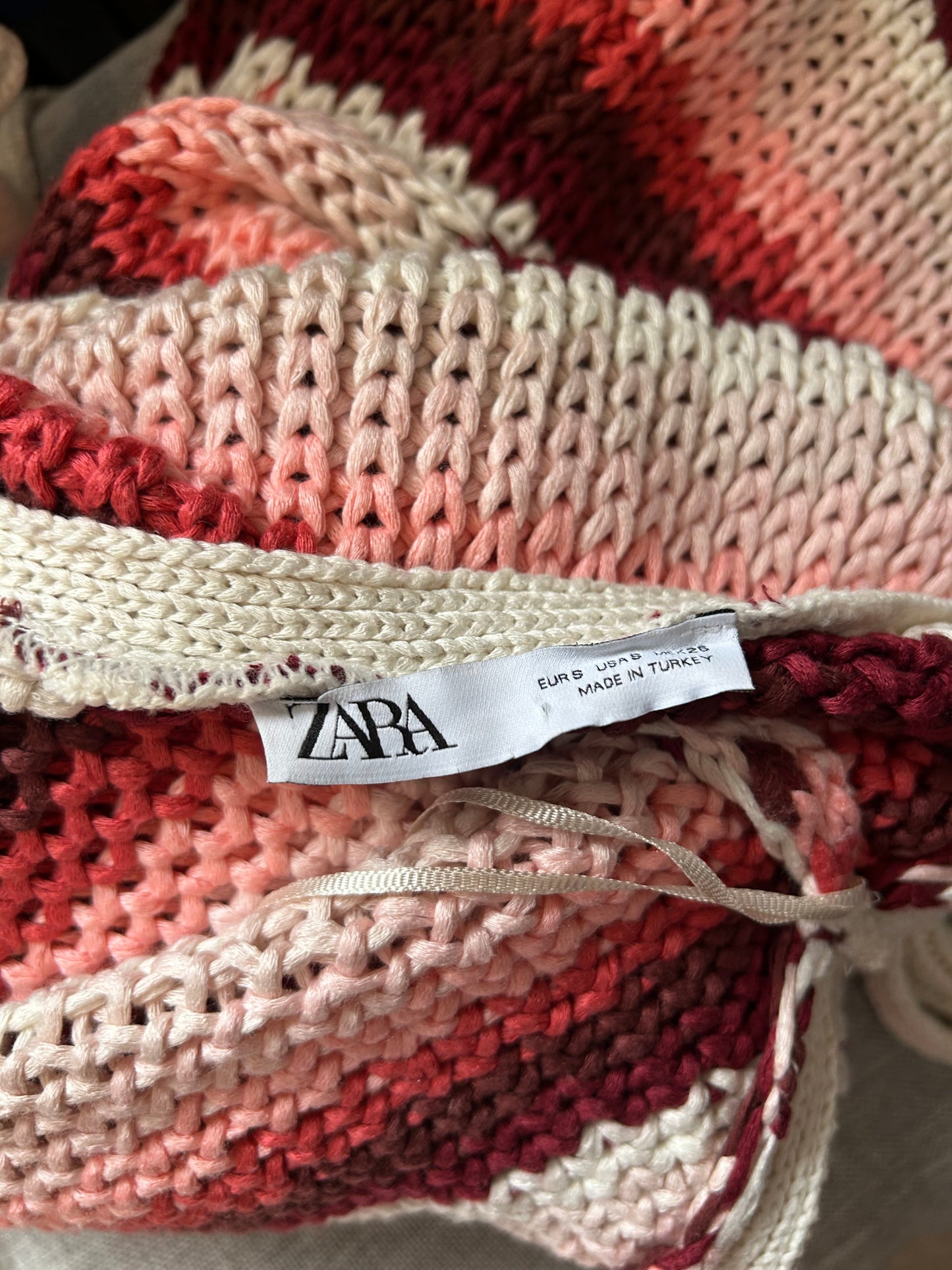 Zara Striped Crochet Maxi Dress S