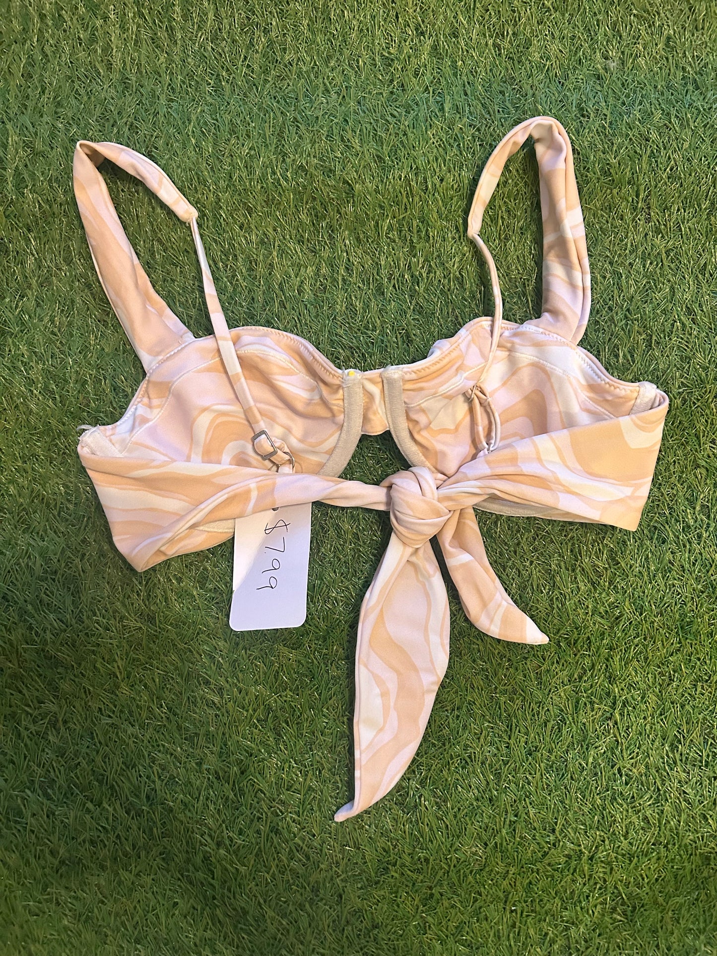 Abercrombie & Fitch Pink and White Swirl Bikini Top S