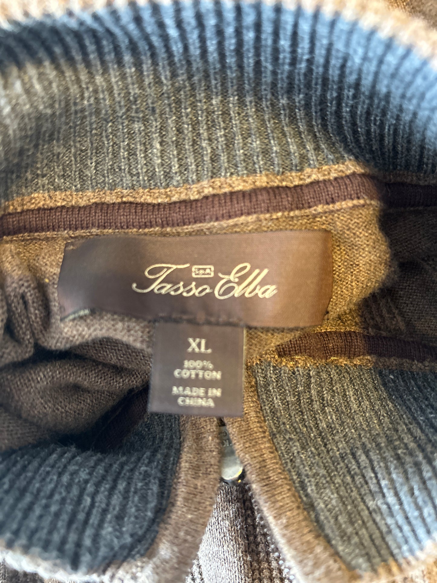 Tasso Elba Brown Zip Up Sweater XL
