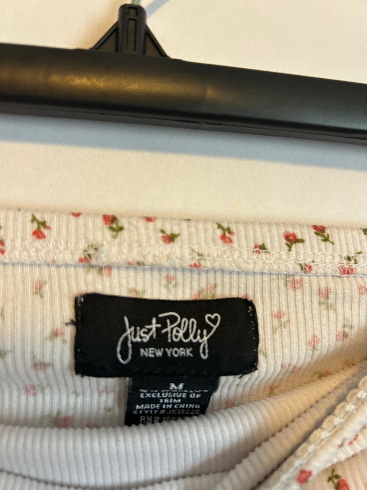 Just Polly Floral Ribbed Tube Top M