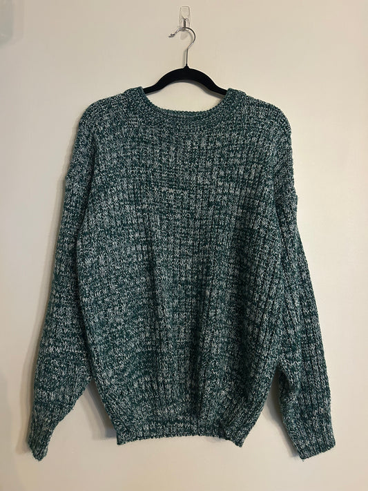 Trend Basics Green & White Blend Sweater L