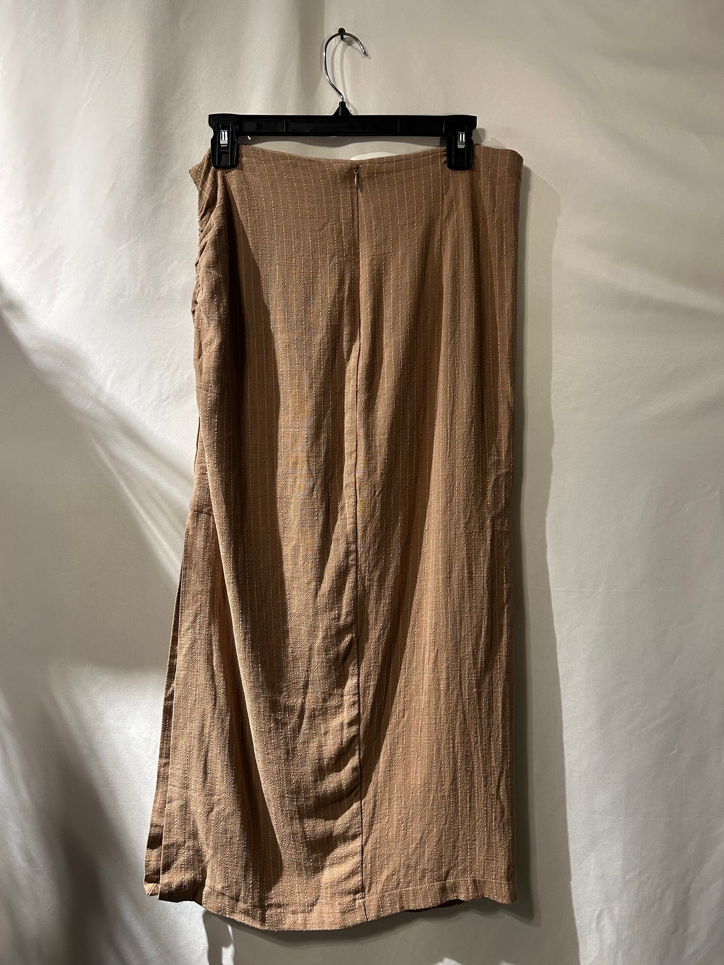 Miou Muse Midi Brown & White Striped Skirt L