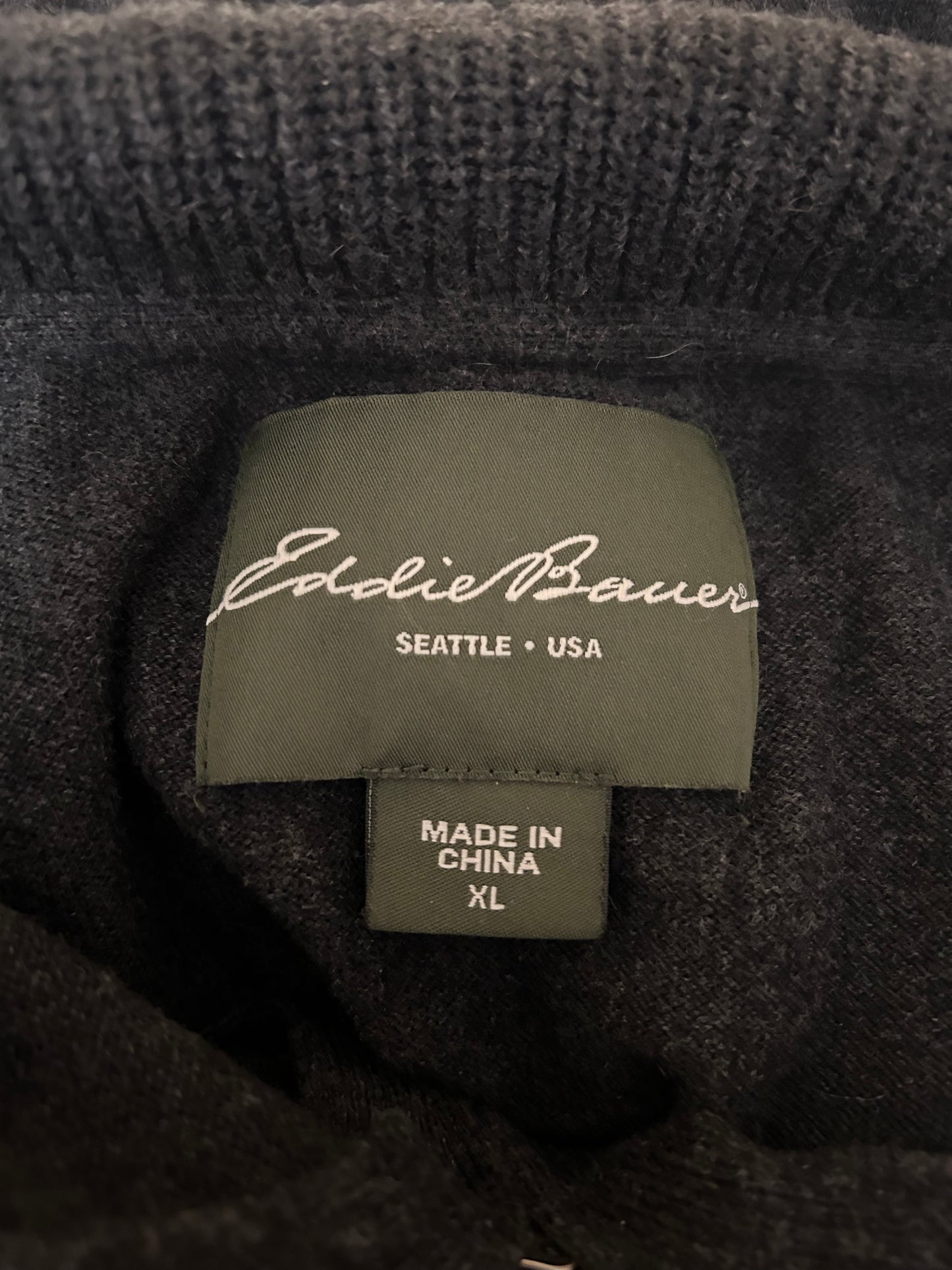 Eddie Bauer Dark Grey Zip Up Sweater XL