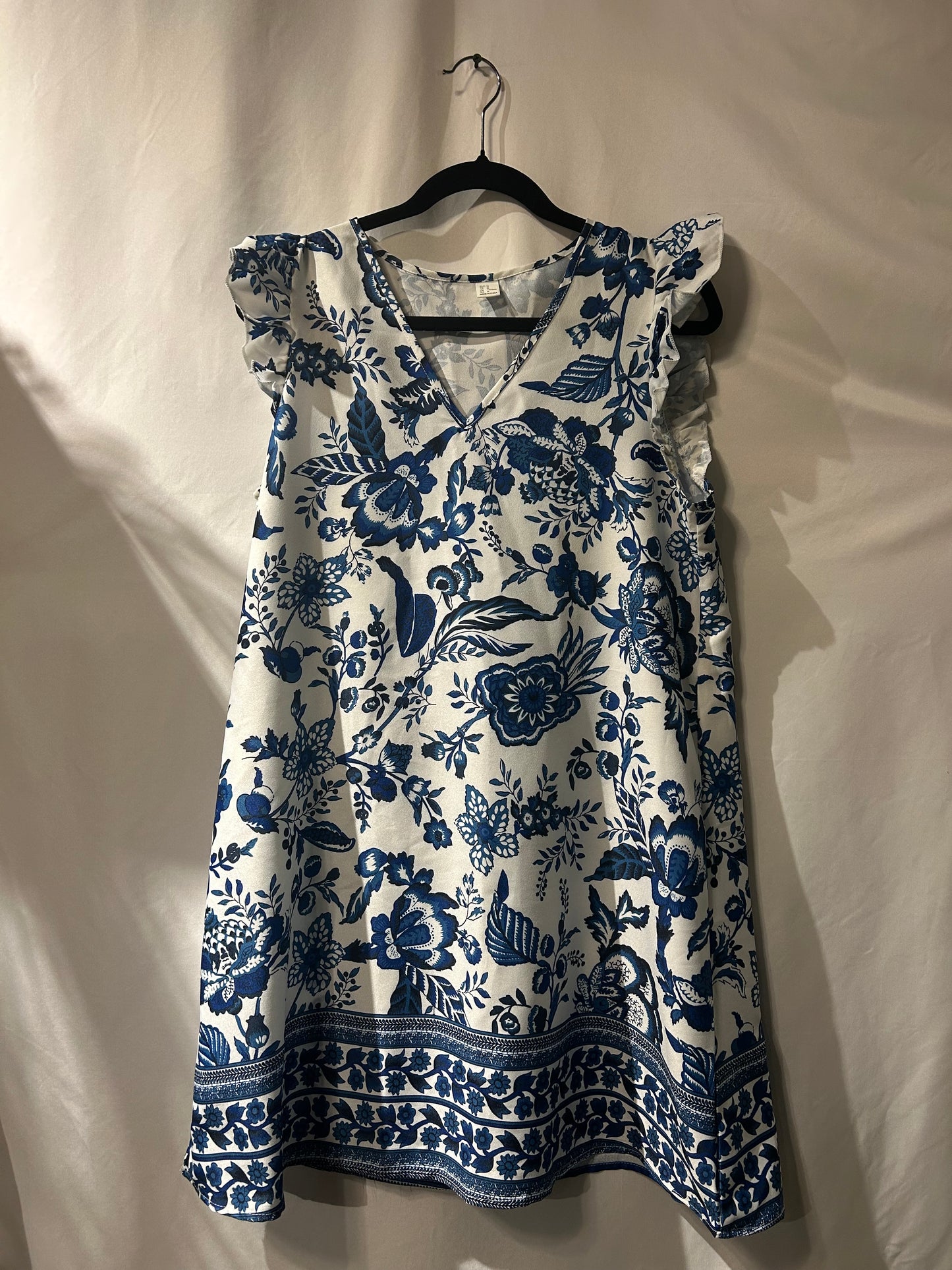 Blue & White Floral Dress M