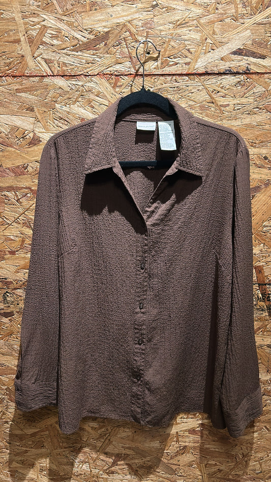 White Stag Brown Button Up XL