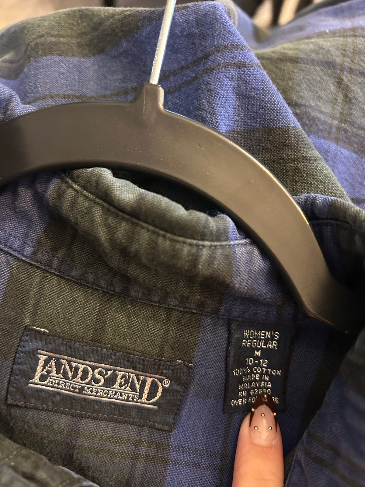 Lands’ End Blue & Green Flannel M
