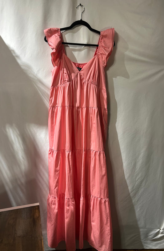 Mod Cloth Notes of Grace Ruffle Sleeve Tiered Pink Maxi Dress M (Retail $99)