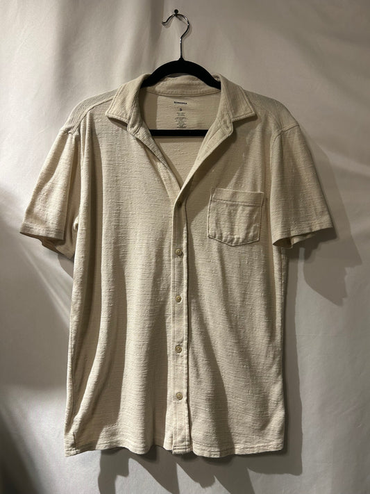 Sonoma Textured Cream Short Sleeve Button Up S