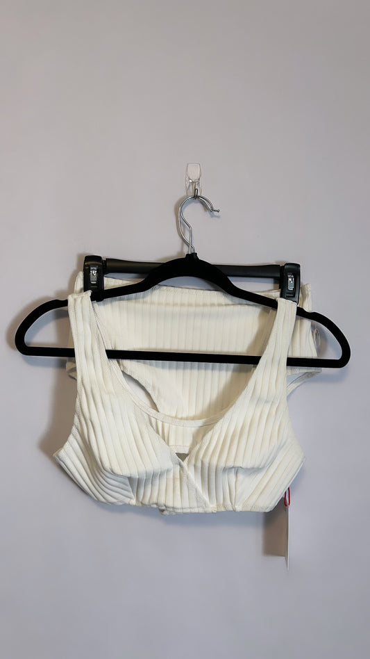 Solid & Striped White Bikini Set M