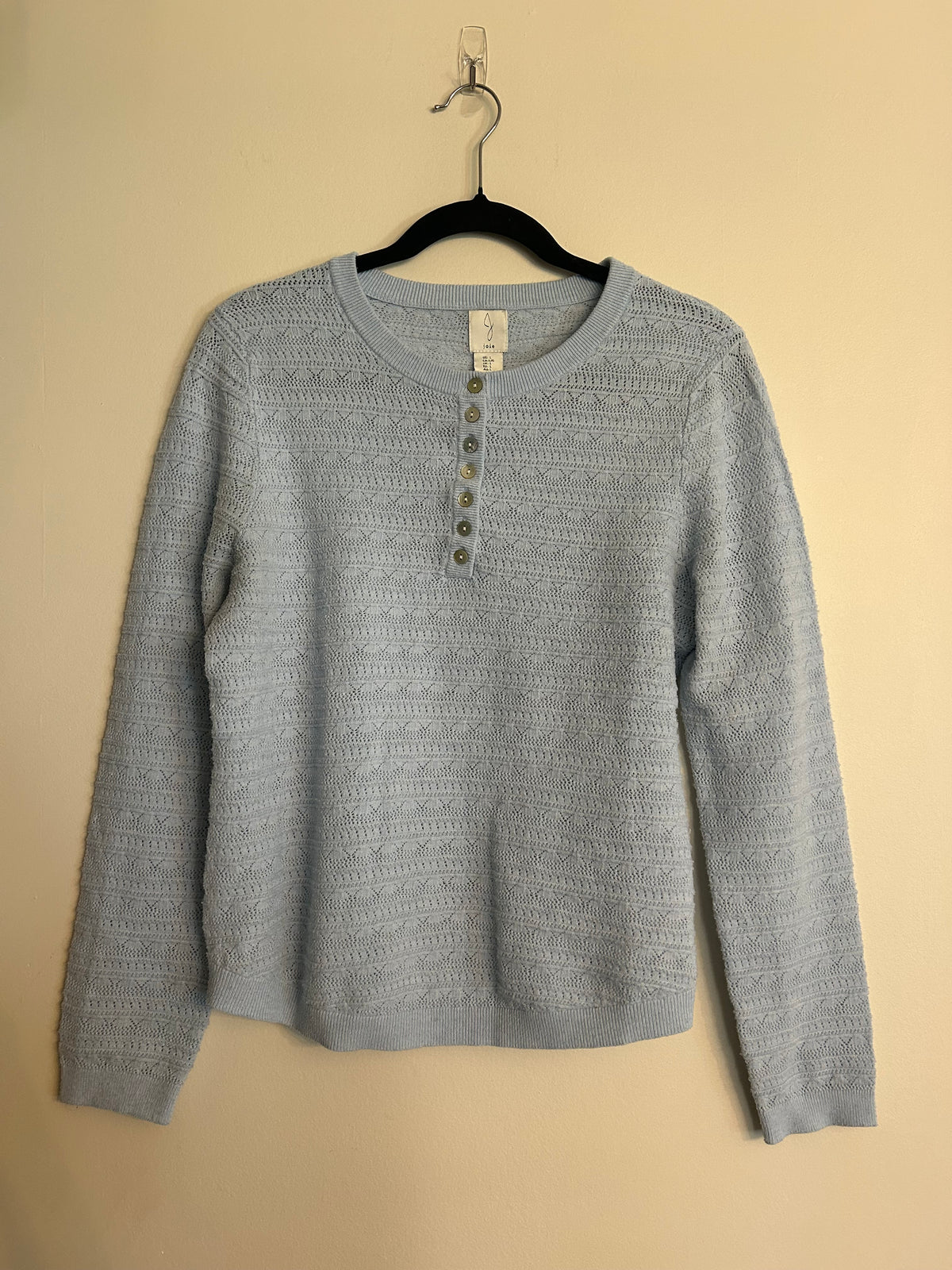 Joie Light Blue Pointelle Sweater L