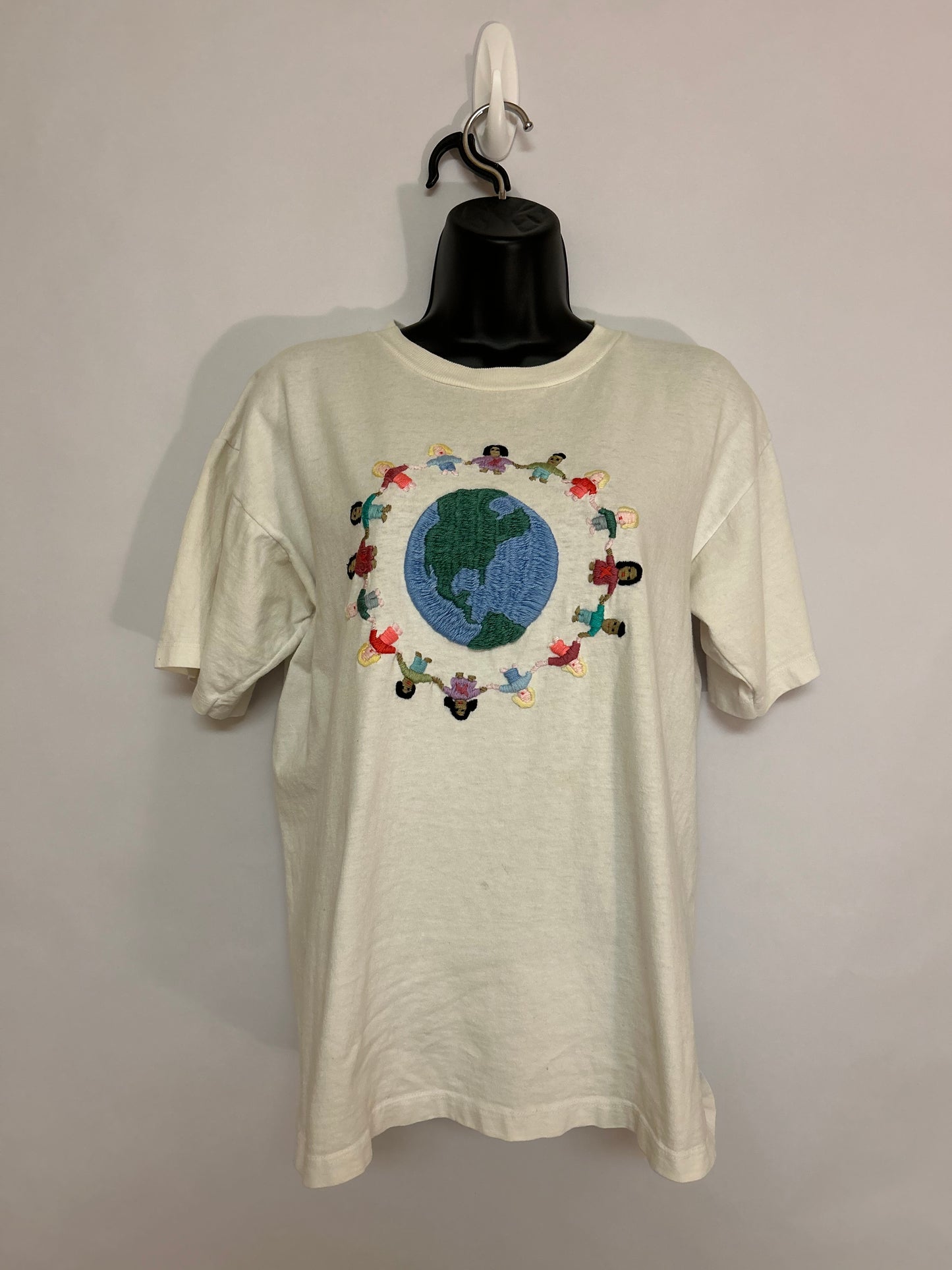 Around the World Embroidered T-Shirt L