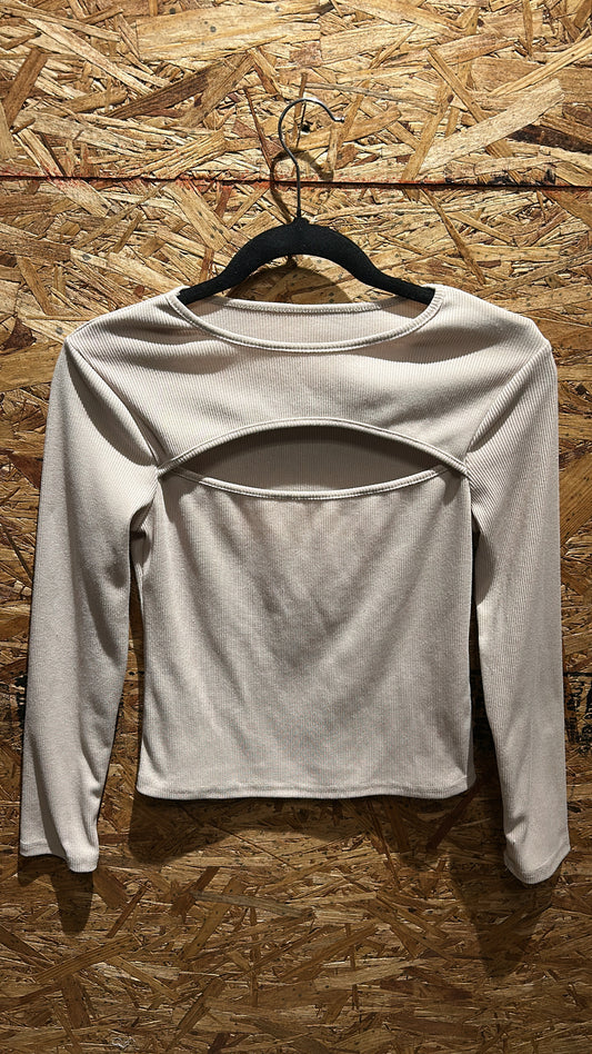 Long Sleeve Tan Ribbed Top S