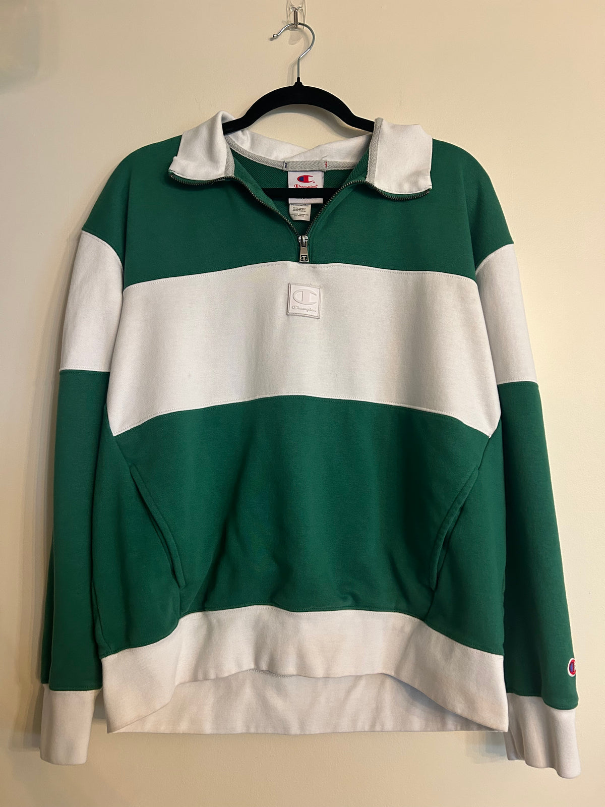 Champion Green & White Quarter Zip M