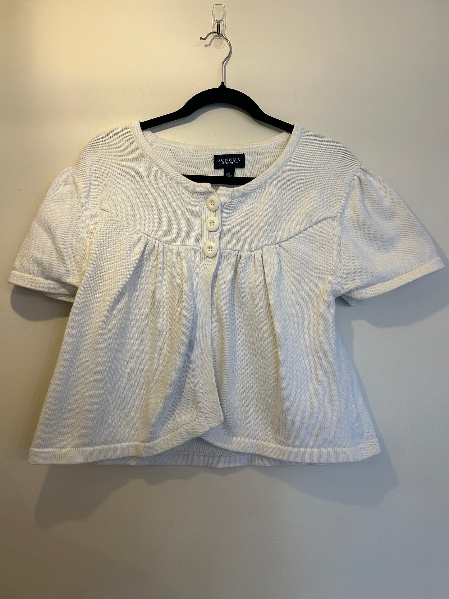 Sonoma White Short Sleeve Sweater XL (fits smaller)