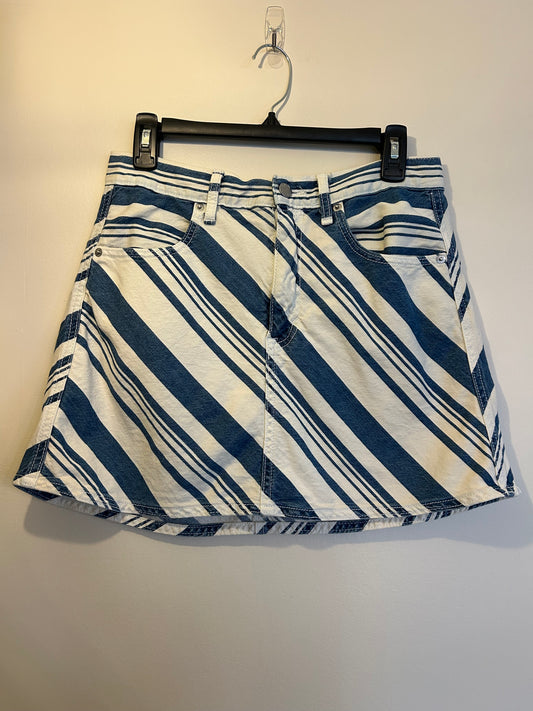 Universal Thread Denim and Cream Striped Skirt 8
