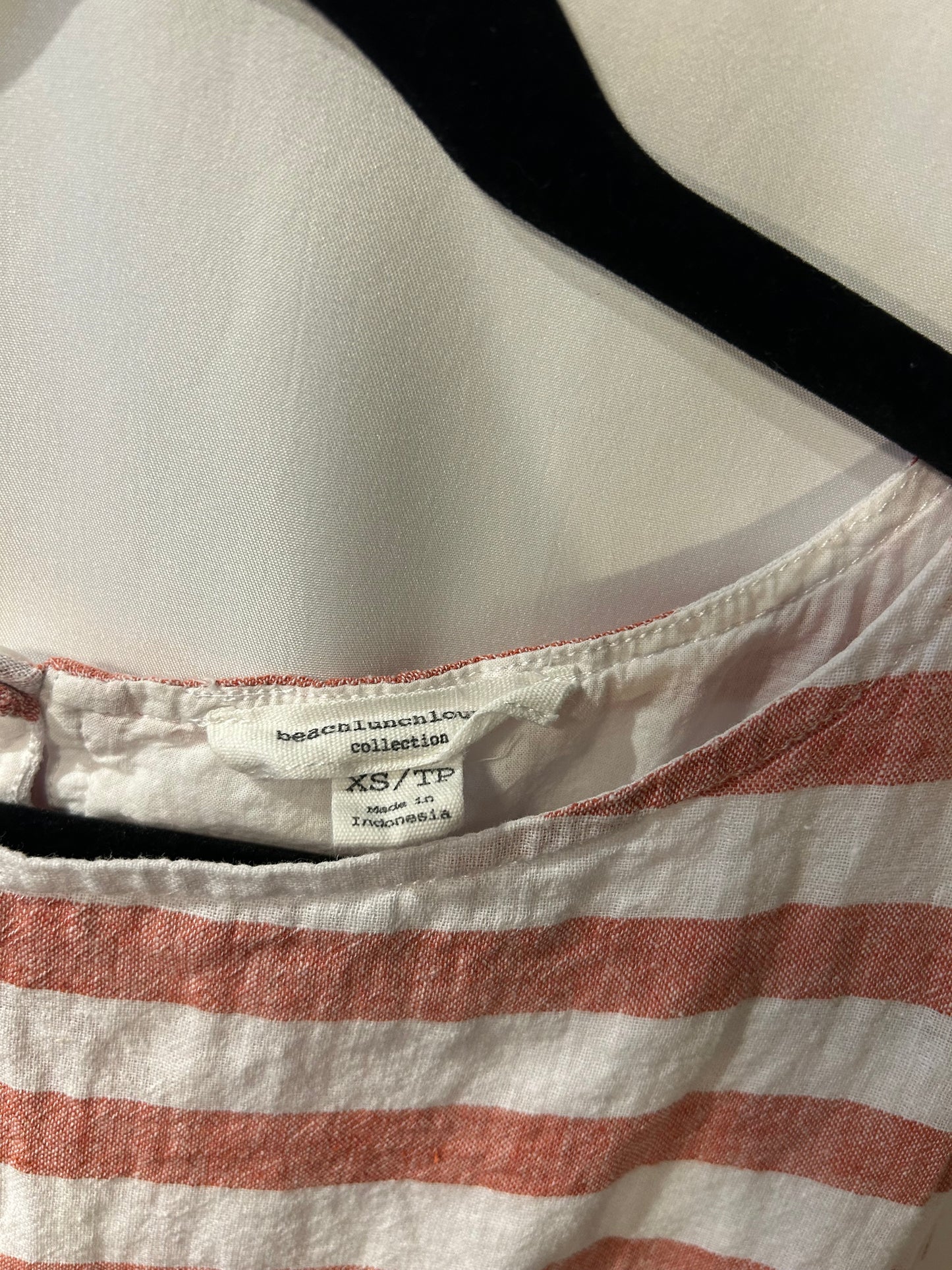 Beach Lunch Lounge Coral Striped Linen Dress XS