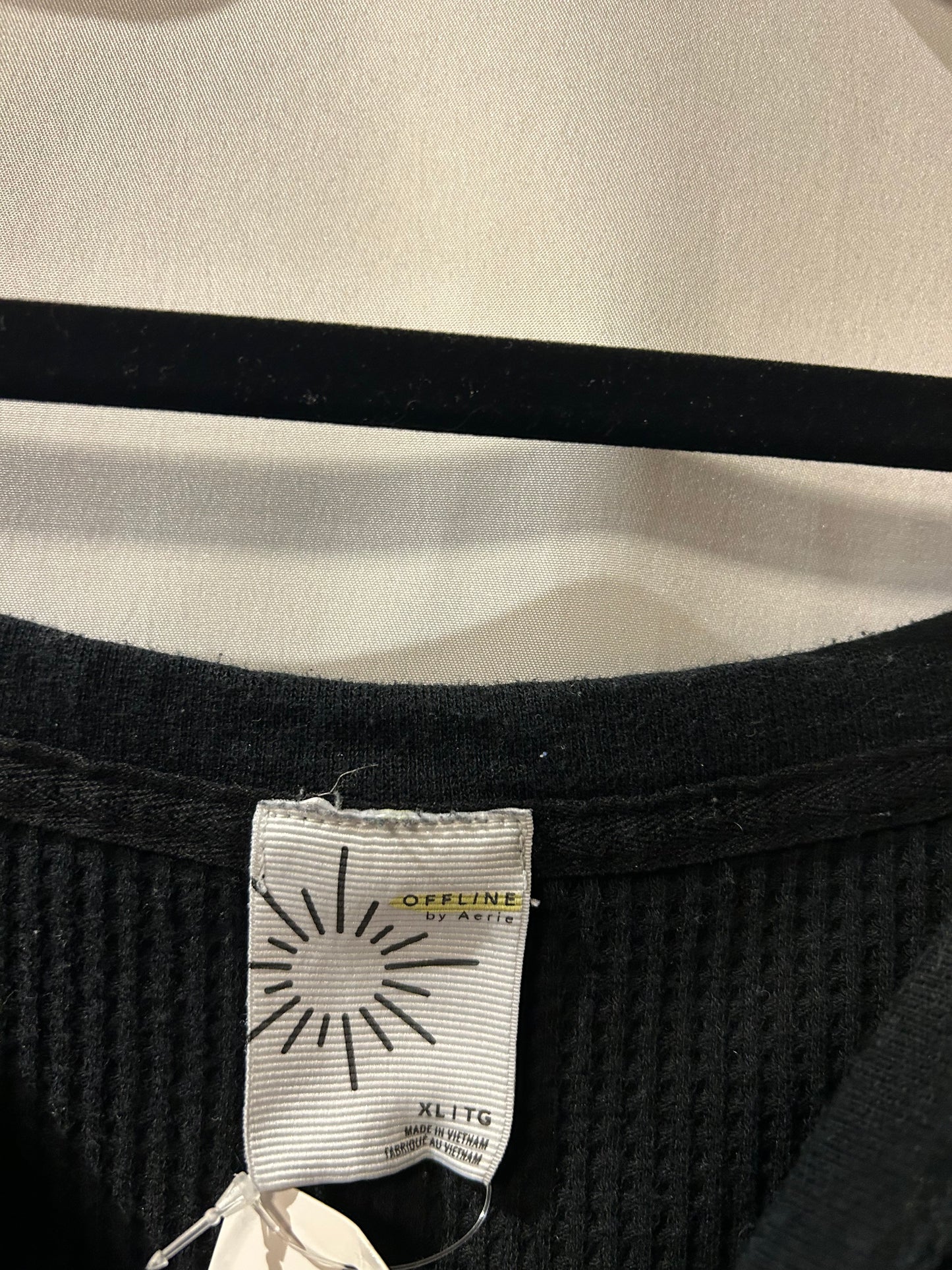 Offline by Aerie Black Waffle Sweatshirt XL