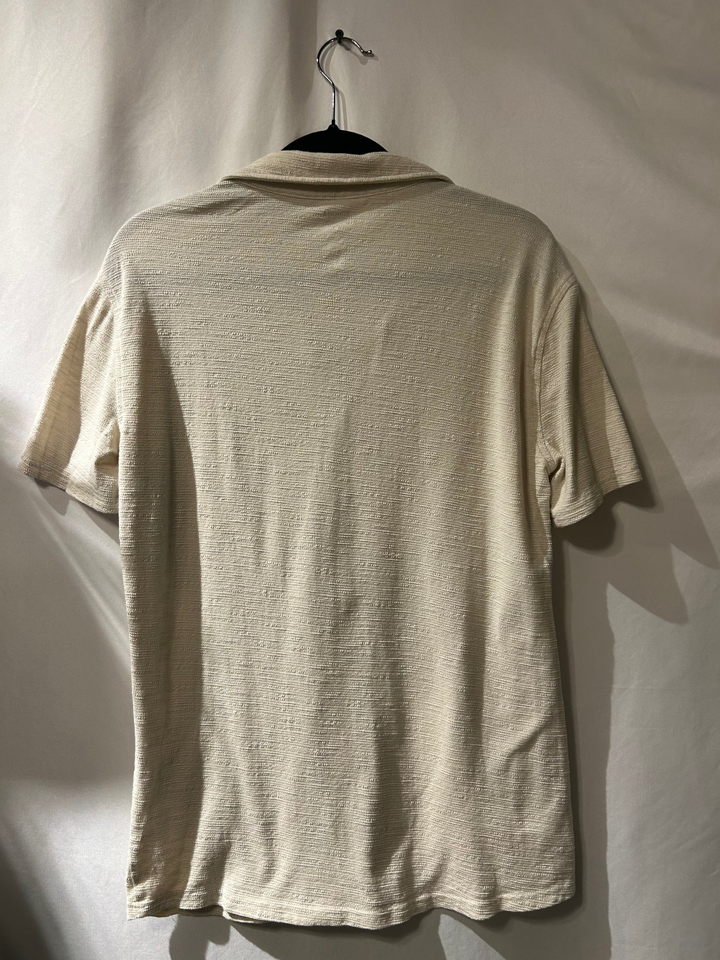 Sonoma Textured Cream Short Sleeve Button Up S