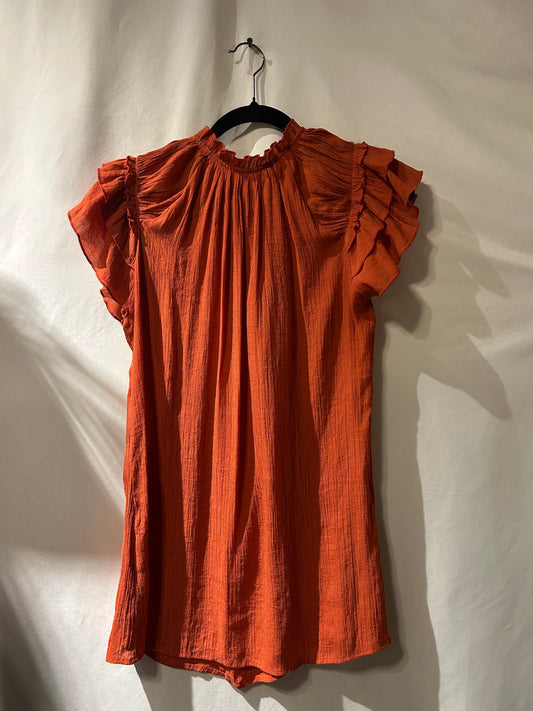 Orange Ruffle Tank L