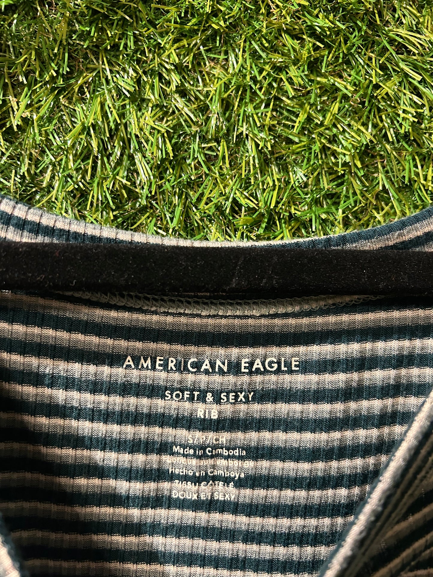 American Eagle Green & White Soft Tank S