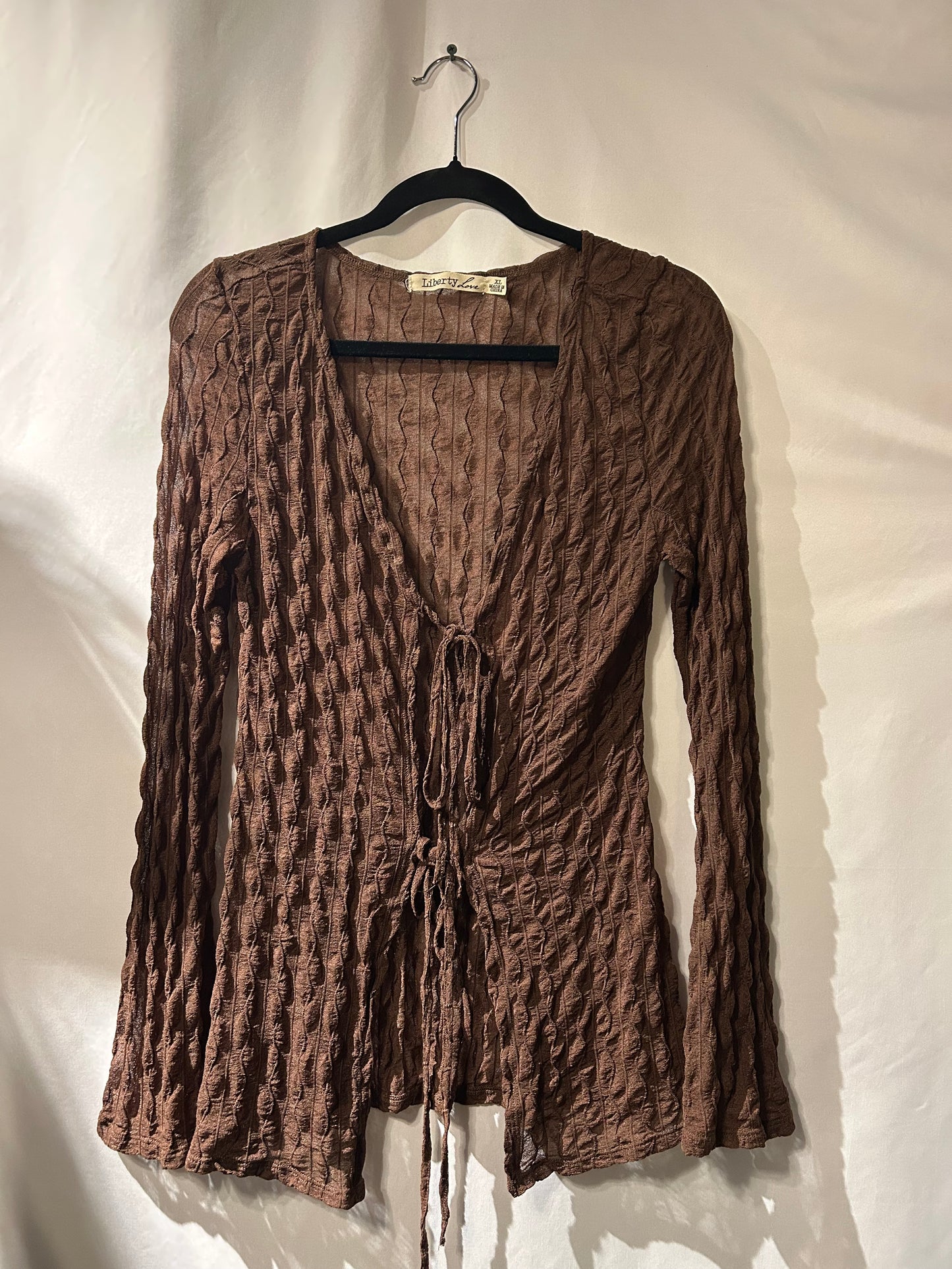 Liberty Love Brown Tie Top XL