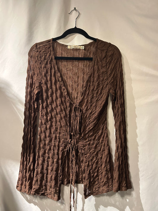 Liberty Love Brown Tie Top XL