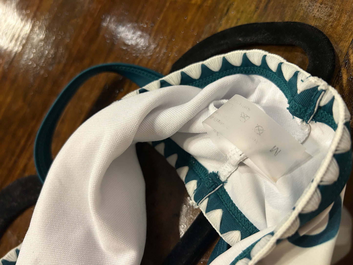Green & White Flower Bikini Top M