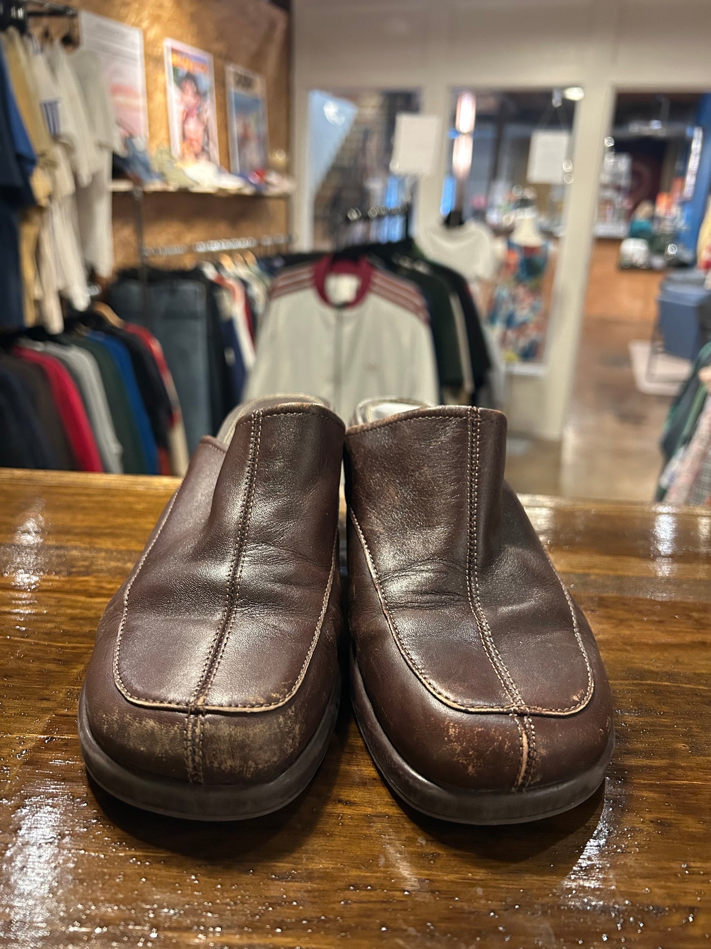 Vintage Villager Brown Leather Clogs 6