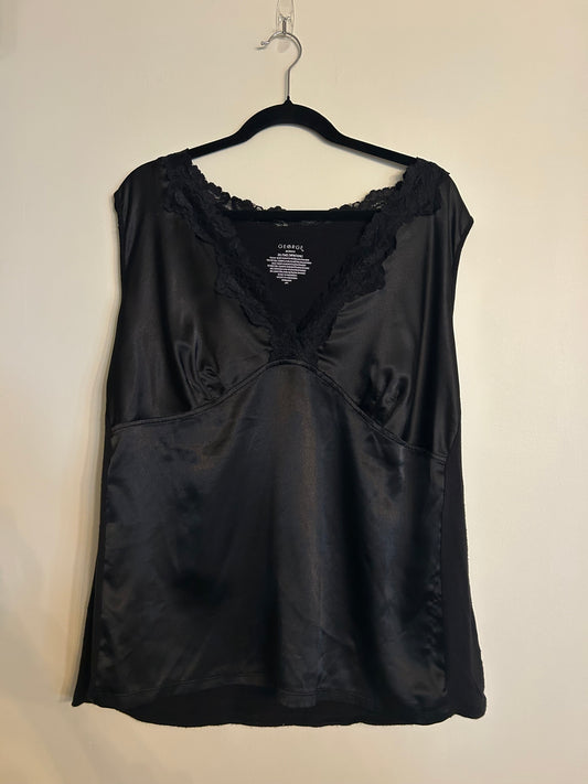 George Satin With Lace Trim V-Neckline 2X