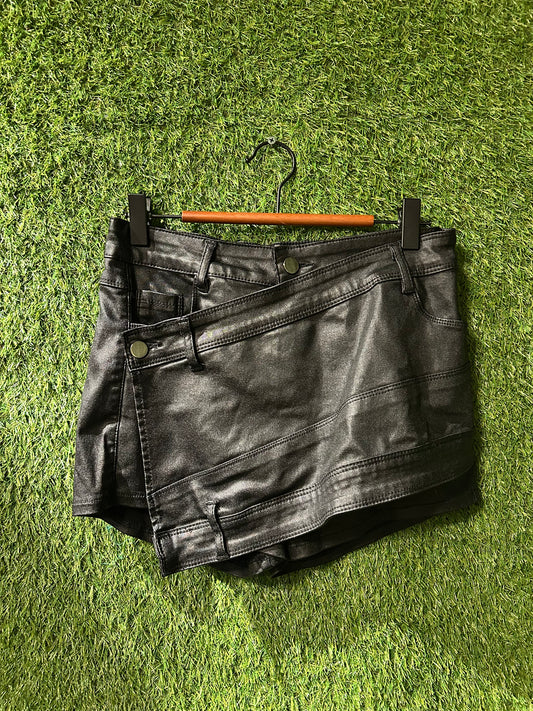 Faux Leather Black Skort M