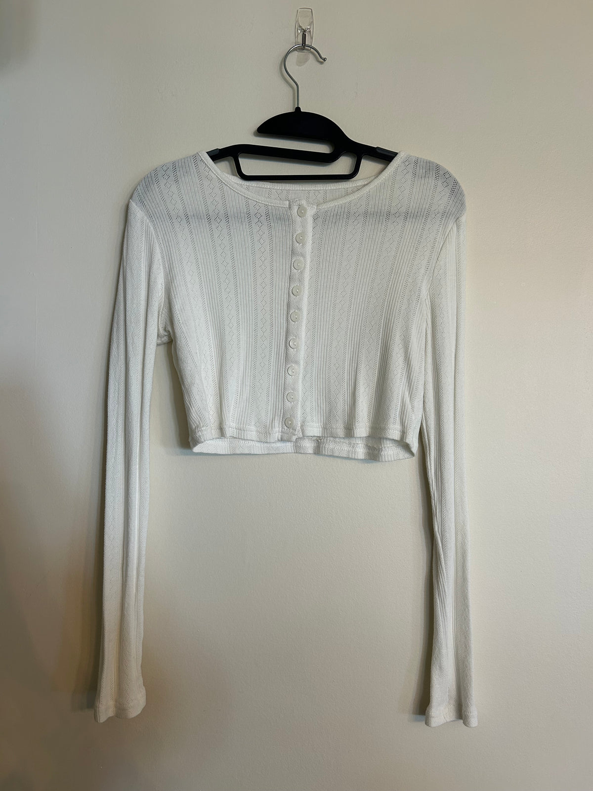 Out From Under White Knit Crop Button Close Top S