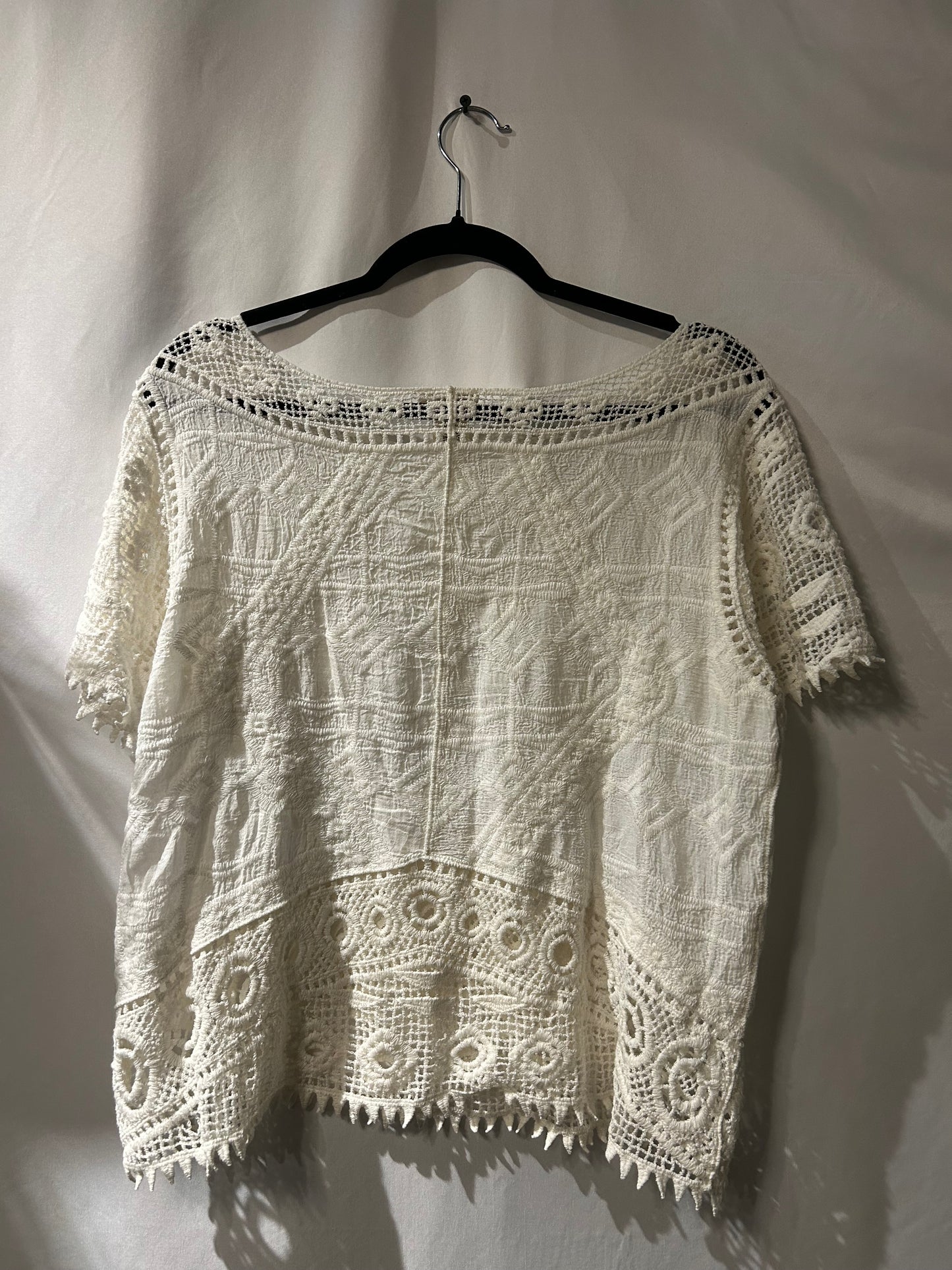 Ultra Pink White Lace Top S