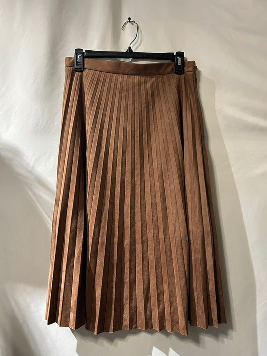 Bagatelle Pleated Faux Suede Midi Skirt L